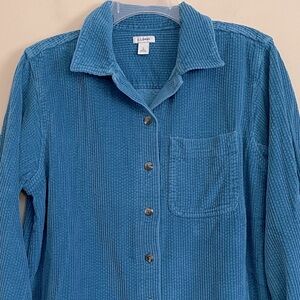 L. L. Bean Vintage Blue Corduroy Shore Barn Shirt Jacket Shacket Women's Small